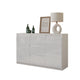 MIKEL - Kommode / Sideboard mit 3 Schubladen und 2 Türen - Weiß Matt / Weiß Gloss H75cm B120cm T35cm – Furnica