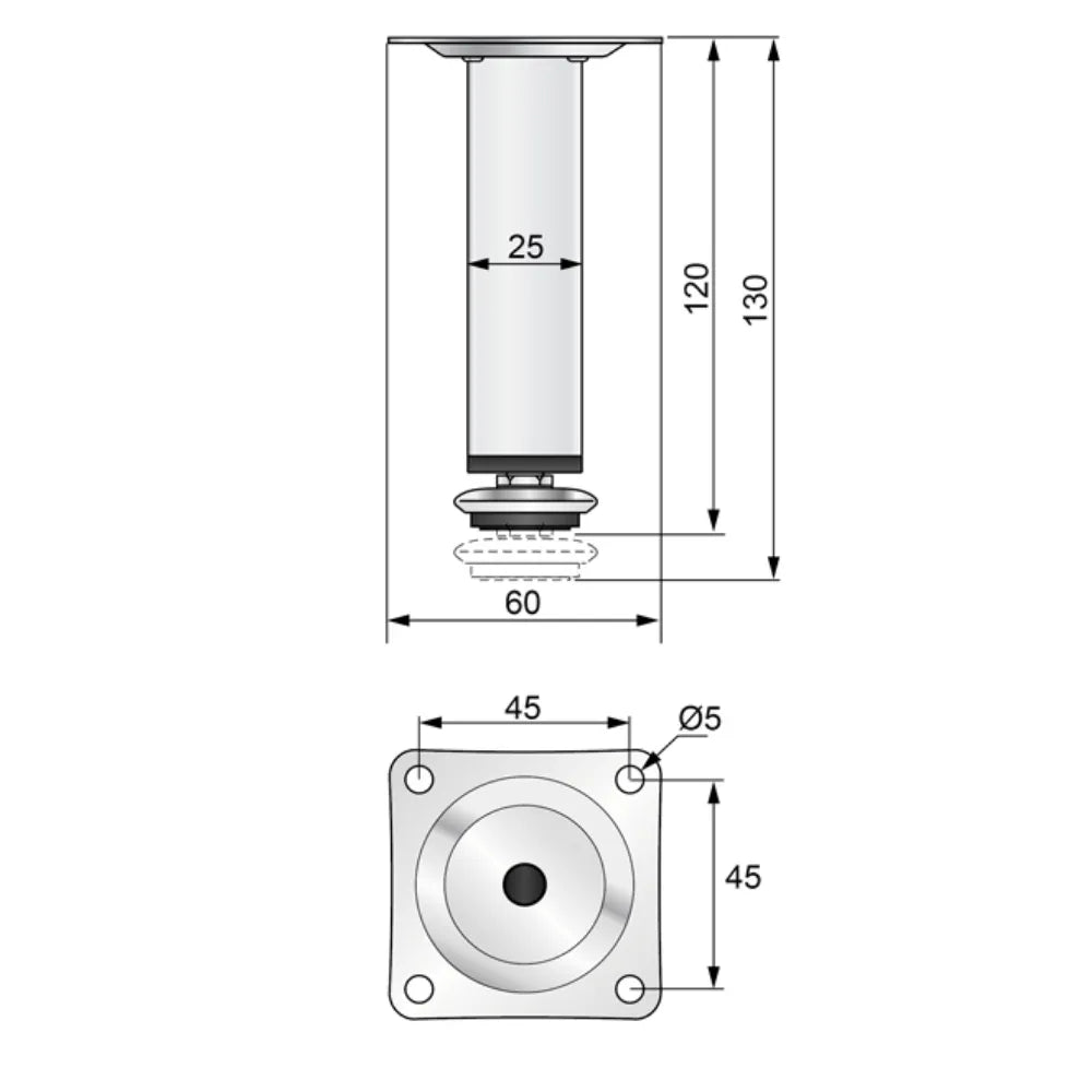 Möbelfüße Quadratisch 25x25mm - 120mm Satin – Furnica