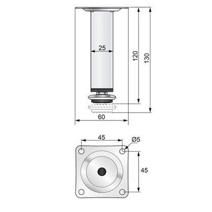 Möbelfüße Quadratisch 25x25mm - 120mm Satin – Furnica