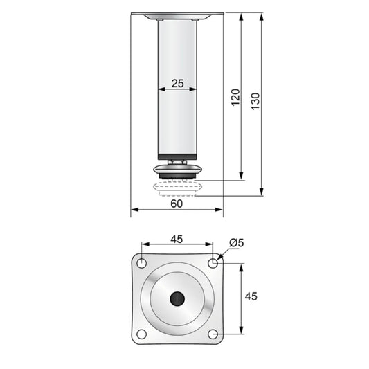 Möbelfüße Quadratisch 25x25mm - 120mm Satin – Furnica