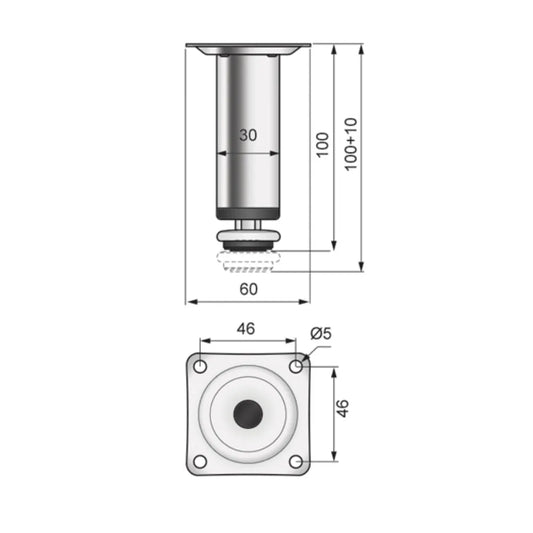 Möbelfüße Verstellbar 100mm - Chrom – Furnica