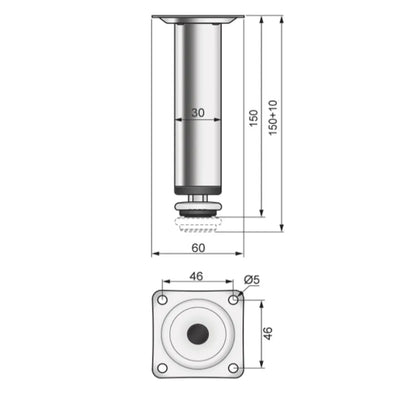 Möbelfüße Verstellbar 150mm - Satin – Furnica