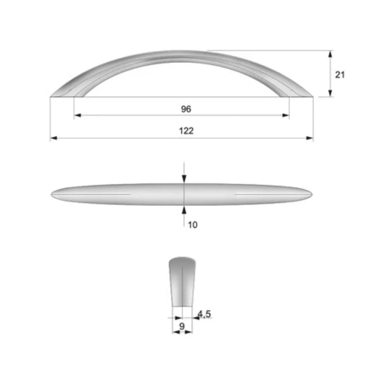 Möbelgriff 96mm UZ04 - Aluminium – Furnica