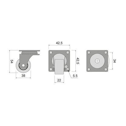 Möbelgummi-Rolle mit Lager Ø38mm – Furnica
