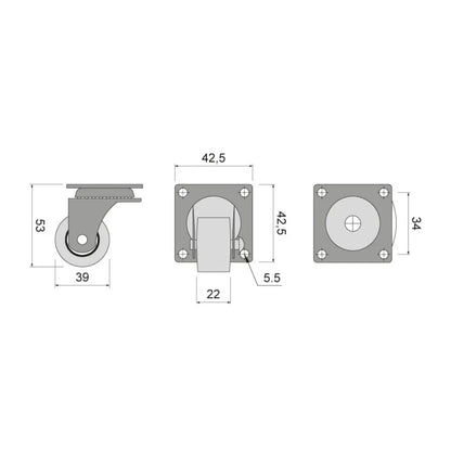 Möbelgummi-Rolle mit Lager Ø39mm – Furnica