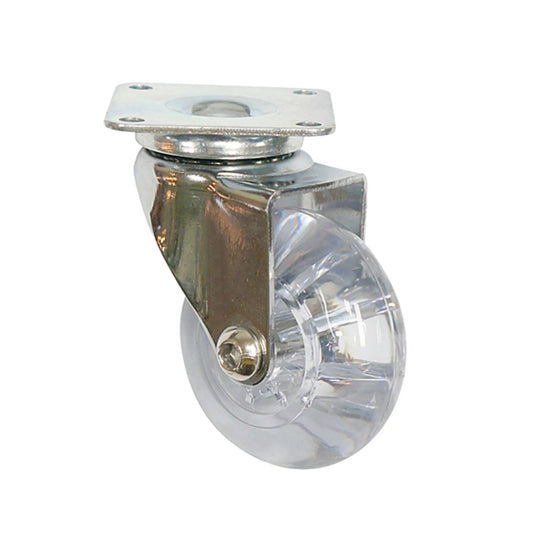 Möbelrad mit Platte - transparent - Chrom - Ø5,0cm – Furnica