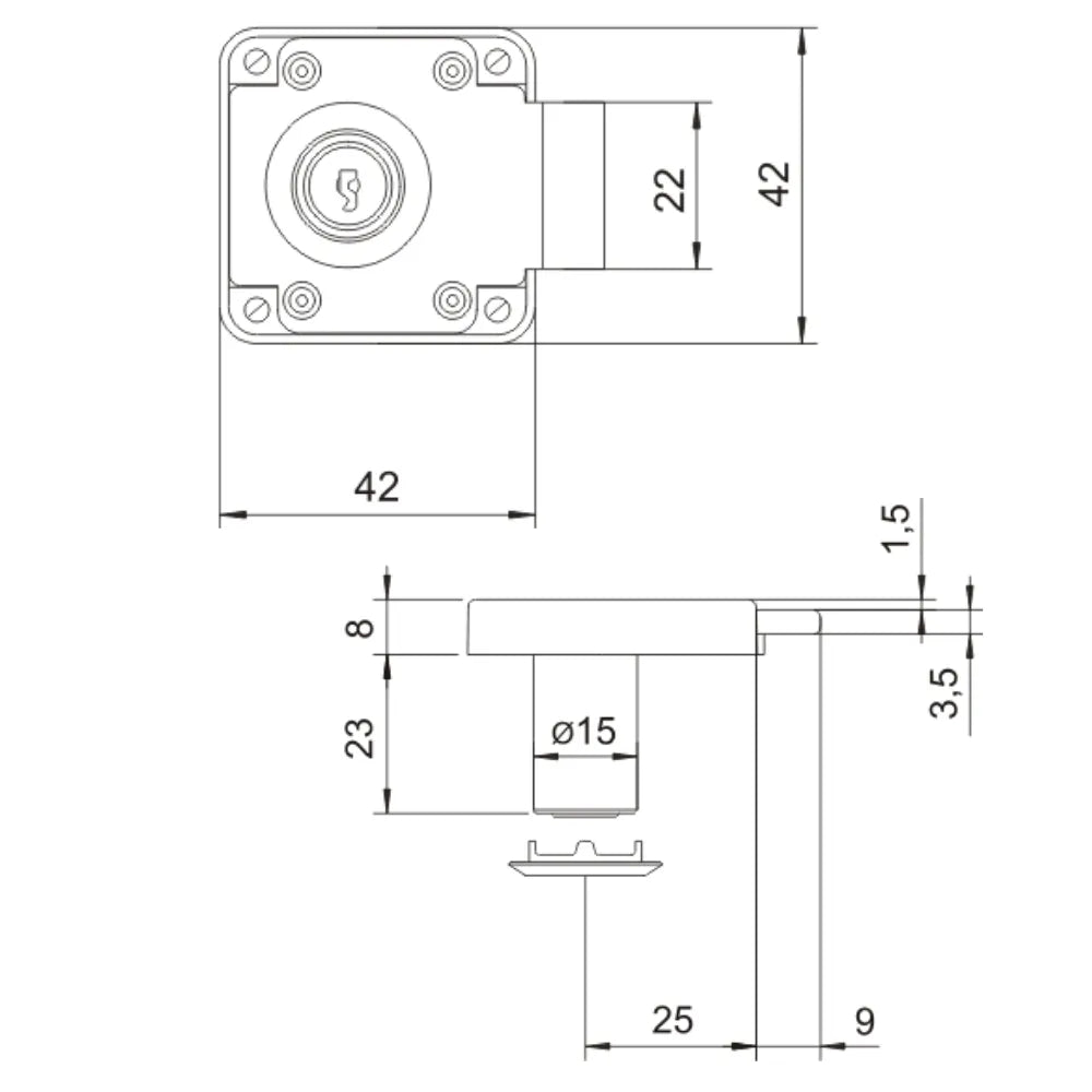 Möbelschloss 15x23mm – Furnica