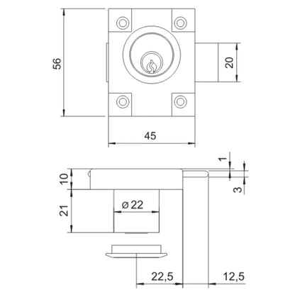 Möbelschloss 22x21mm – Furnica