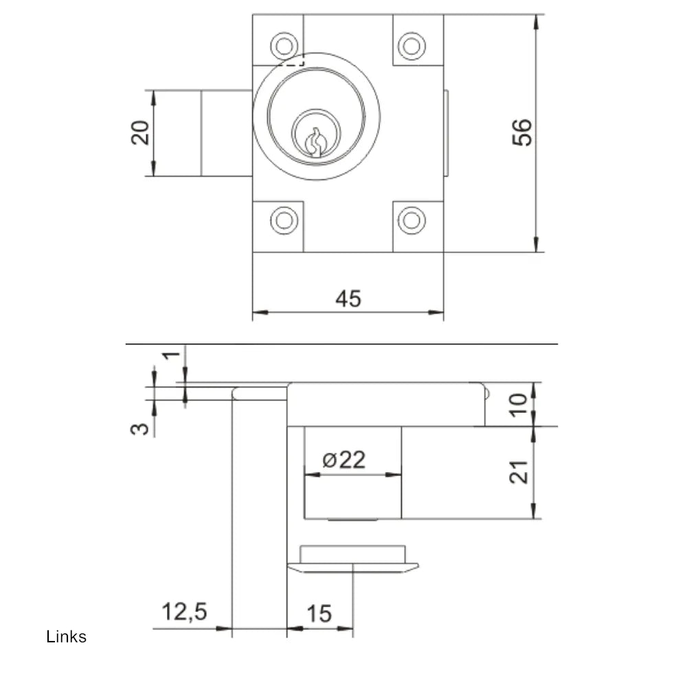 Möbelschloss Links/Rechts 22x21mm – Furnica