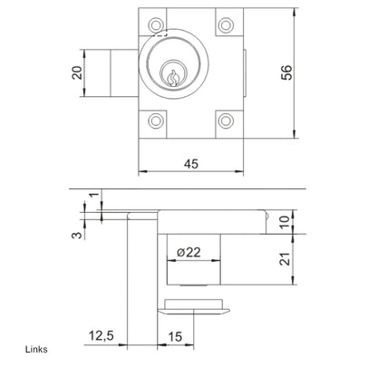 Möbelschloss Links/Rechts 22x21mm – Furnica