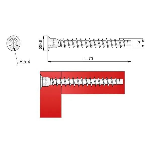 Möbelschraube - 7.0x70mm – Furnica