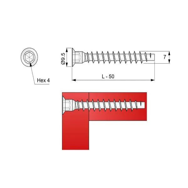 Möbelschrauben - 7.0x50mm (100 stk.) – Furnica
