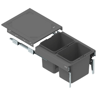 Mülleimer Mülltrennung 2 x 15L - 45cm, T = 480mm H = 320mm Küchenschrank  - Anthrazit Grau – Furnica