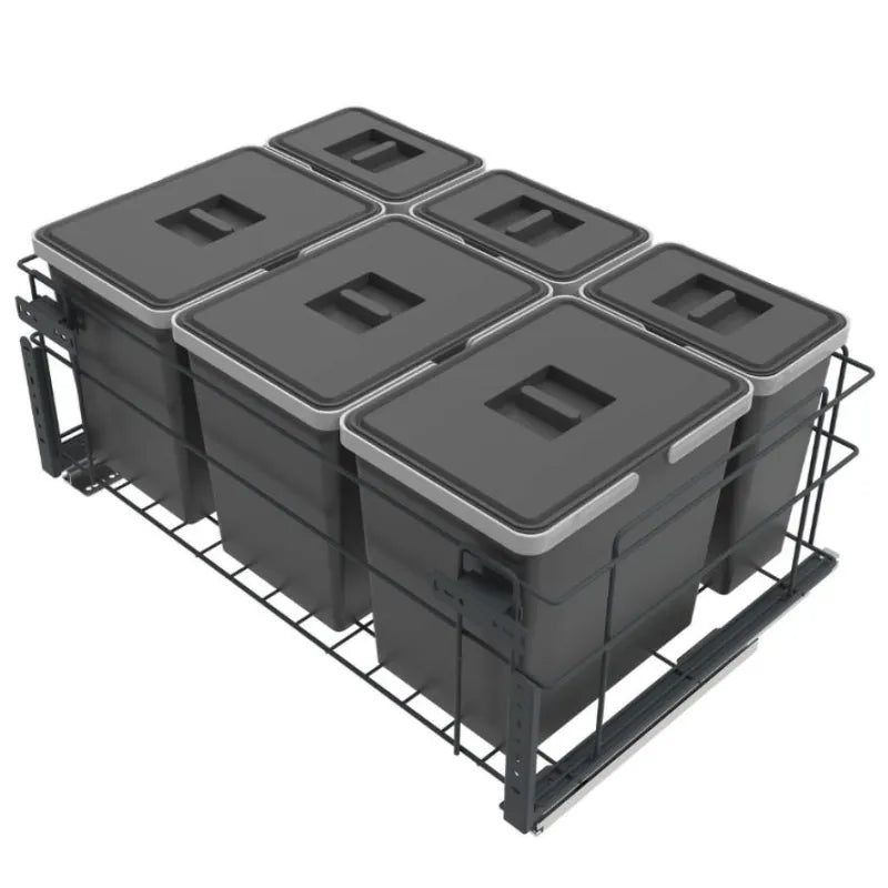 Mülleimer Mülltrennung Soft-Close 3 x 15L + 3 x 6L - 60cm Küchenschrank – Furnica