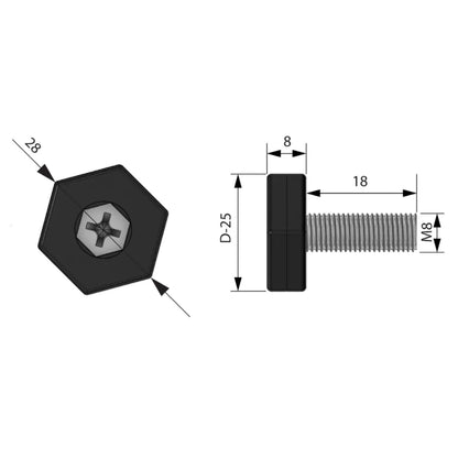 Niveauregler, M8, Schwarz – Furnica