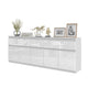 NOAH - Kommode mit 5 Schubladen und 5 Türen - Schlafzimmer Kommode Aufbewahrung Schrank Sideboard - Weiß Matt / Weiß Glanz H75cm B200cm T35cm – Furnica