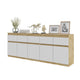 NOAH - Kommode mit 5 Schubladen und 5 Türen - Schlafzimmer Kommode Aufbewahrung Schrank Sideboard - Wotan Eiche / Weiß Matt H75cm B200cm T35cm – Furnica