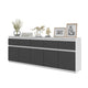 NOAH - Kommode mit 5 Schubladen und 5 Türen - Schlafzimmer Kommode Aufbewahrung Schrank Sideboard - Weiß Matt / Anthrazit H75cm B200cm T35cm – Furnica