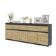 NOAH - Kommode mit 5 Schubladen und 5 Türen - Schlafzimmer Kommode Aufbewahrungsschrank Sideboard - Anthrazit / Wotan Eiche H75cm B200cm T35cm – Furnica