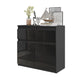 NOAH - Kommode / Sideboard mit 2 Schubladen und 2 Türen - Anthrazit Grau / Schwarz Gloss H75cm B80cm T35cm – Furnica