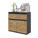 NOAH - Kommode / Sideboard mit 2 Schubladen und 2 Türen - Anthrazit Grau / Wotan Eiche H75cm B80cm T35cm – Furnica
