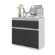 NOAH - Kommode / Sideboard mit 2 Schubladen und 2 Türen - Weiß Matt / Anthrazit Grau H75cm B80cm T35cm – Furnica