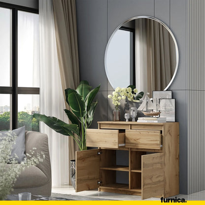 NOAH - Kommode / Sideboard mit 2 Schubladen und 2 Türen - Wotan Eiche H75cm B80cm T35cm – Furnica
