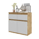 NOAH - Kommode / Sideboard mit 2 Schubladen und 2 Türen - Wotan Eiche / Weiß Matt H75cm B80cm T35cm – Furnica