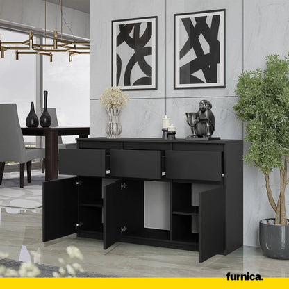 NOAH - Kommode / Sideboard mit 3 Schubladen und 3 Türen - Anthrazit Grau H75cm B120cm T35cm – Furnica