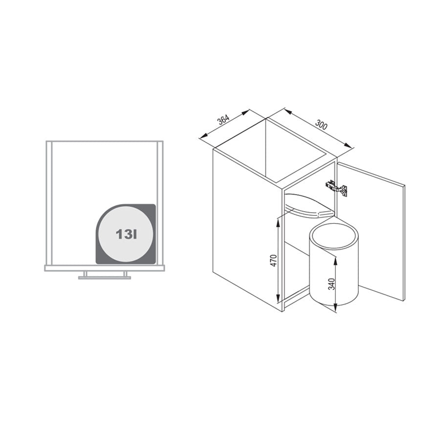Rejs - Abfalleimer AUTOMAT 270 für 450mm Schrank - Grau