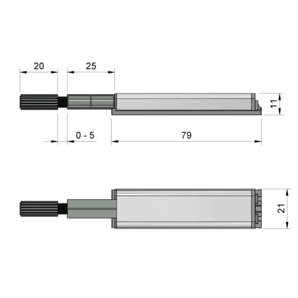 Push to Open-Verriegelung - federlose Scharniere - mit Magnetspitze Zink/Grau – Furnica