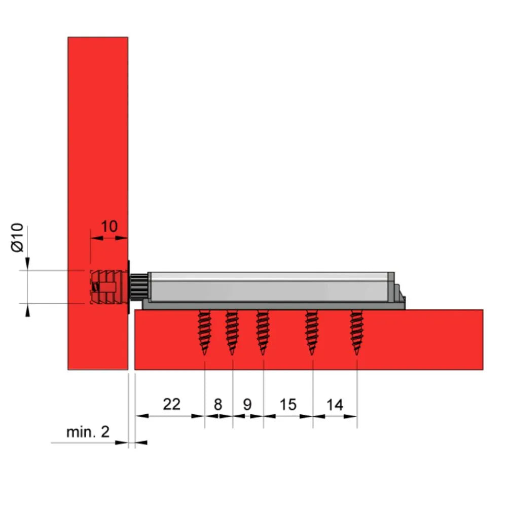 Push to Open-Verriegelung - federlose Scharniere - mit Magnetspitze Zink/Grau – Furnica