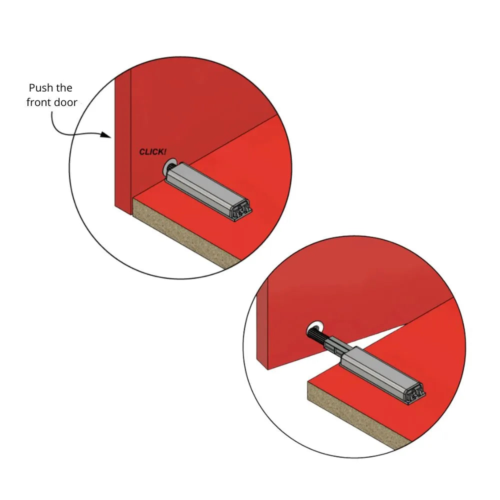 Push to Open-Verriegelung - federlose Scharniere - mit Magnetspitze Zink/Grau – Furnica