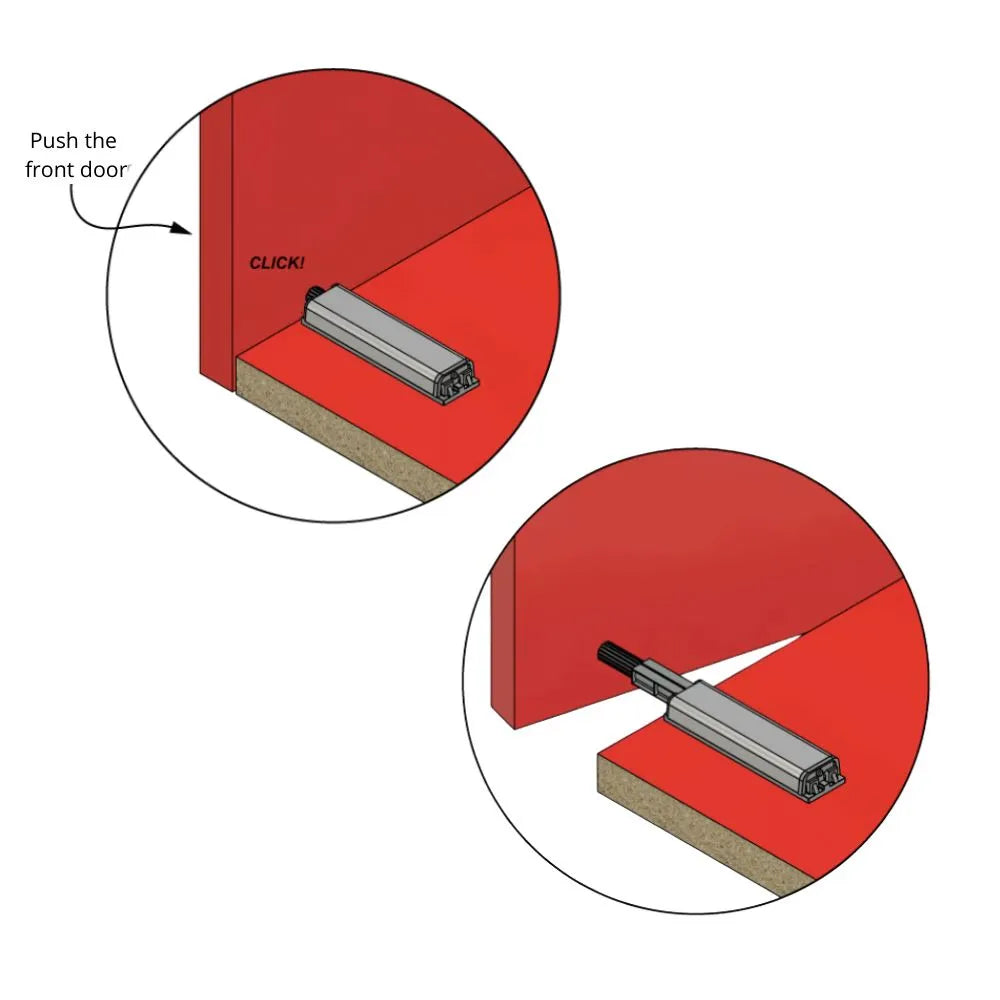 Push to Open-Verschluss - Federscharniere - mit Gummispitze Zink/Grau – Furnica