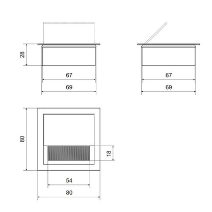 Quadratisch Aluminium Kabeldurchlass 80x80mm, Silber – Furnica