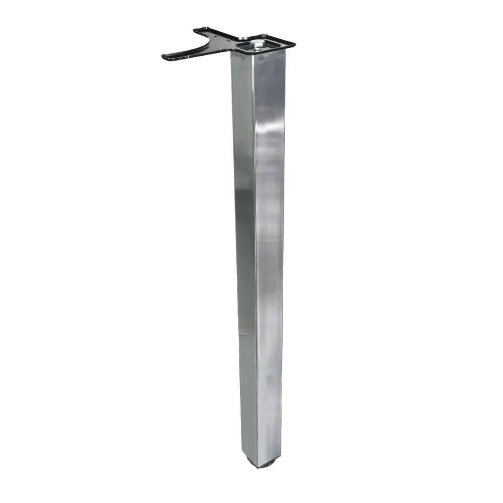 Quadratisches Tischbein 71 cm hoch - Chrom, ZnAl Montageplatte – Furnica