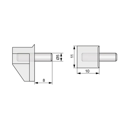 Regalbodenträger Metall-Kunststoff 5mm - 1 Stk. – Furnica