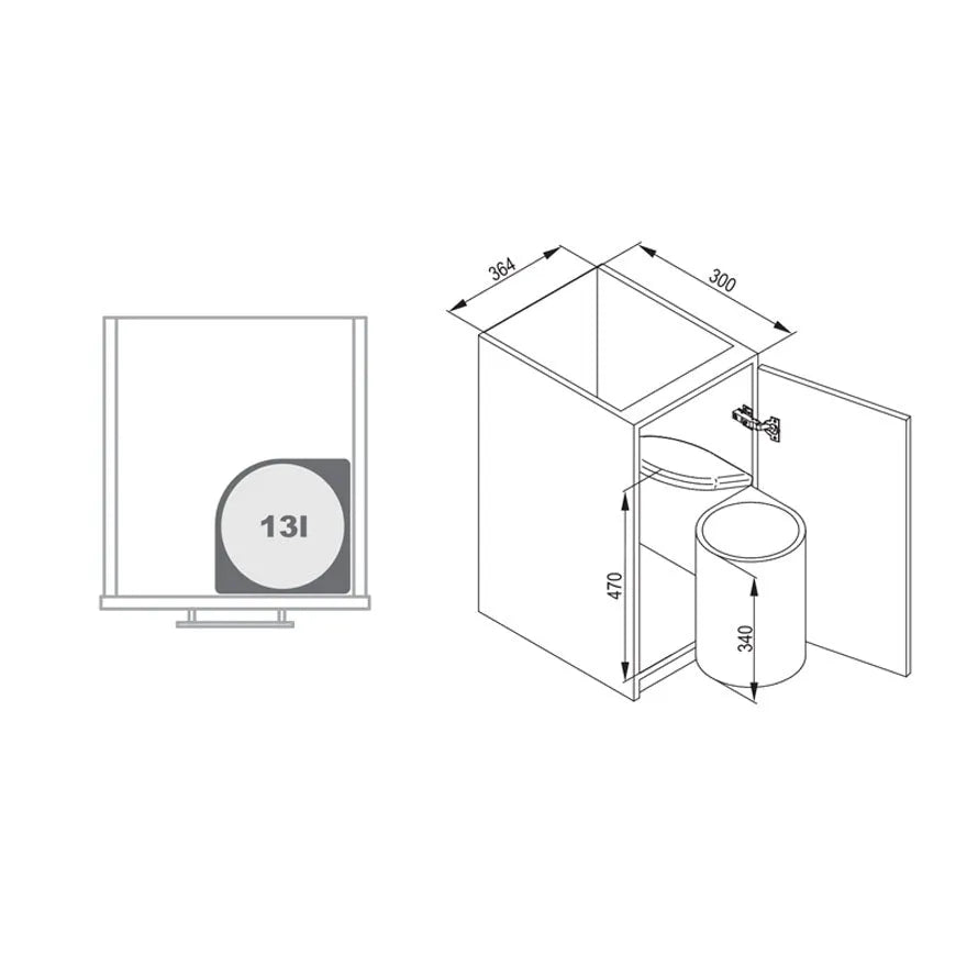 Rejs - Abfalleimer AUTOMAT 270 für 450mm Schrank - Grau – Furnica