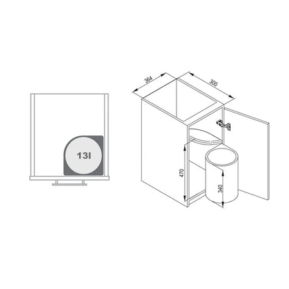 Rejs - Abfalleimer AUTOMAT 270 für 450mm Schrank - Grau – Furnica