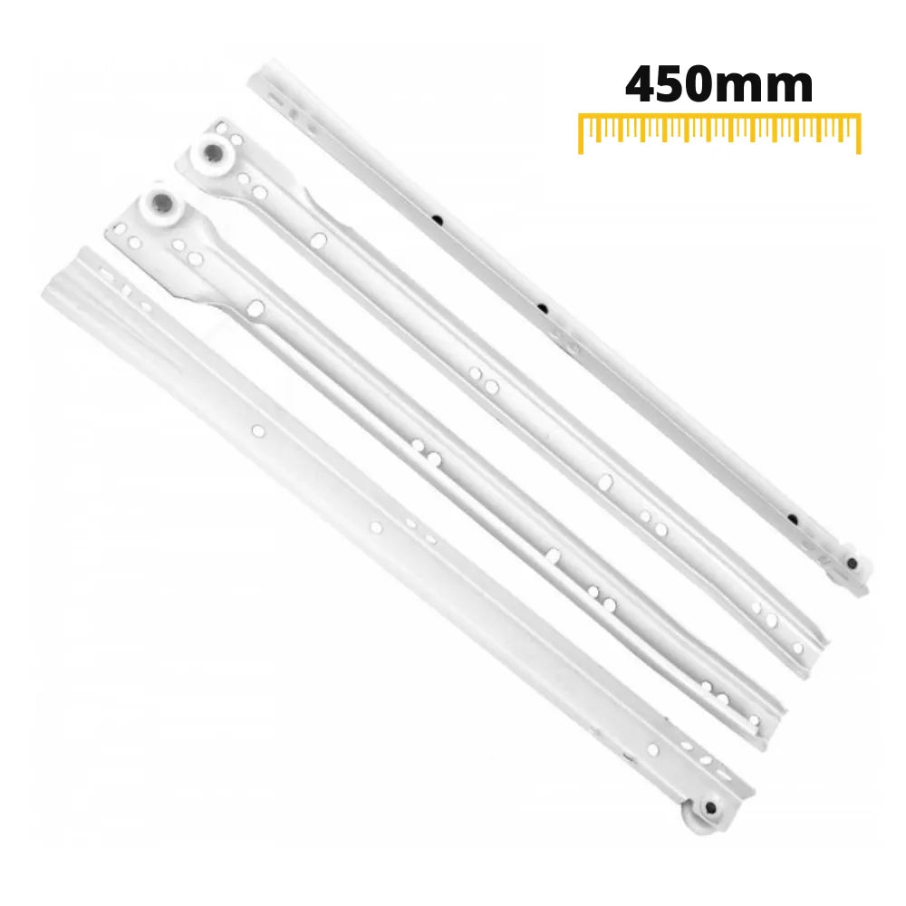 Rollschubführung Schubladenschienen Weiss - 450mm – Furnica