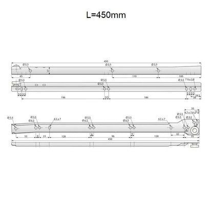 Rollschubführung Schubladenschienen Weiss - 450mm – Furnica
