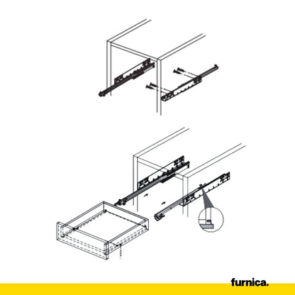Soft-Close Unterflurführungen Schubladenschienen 250mm - 550mm – Furnica