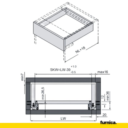 Soft-Close Unterflurführungen Schubladenschienen 250mm - 550mm – Furnica