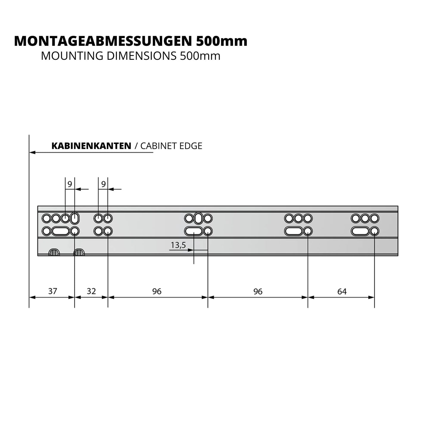 Soft-Close Unterflurführungen Schubladenschienen, Vollauszug 250mm - 600mm – Furnica
