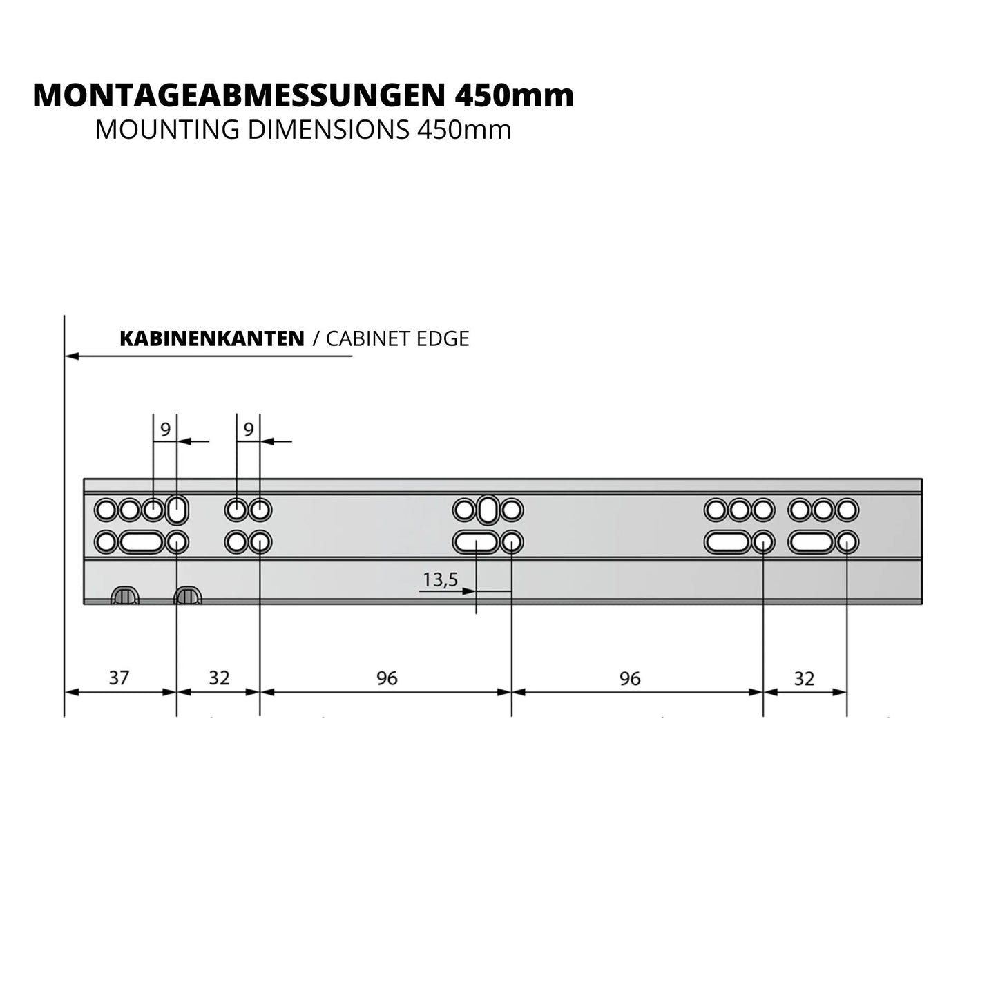 Soft-Close Unterflurführungen Schubladenschienen, Vollauszug 250mm - 600mm – Furnica