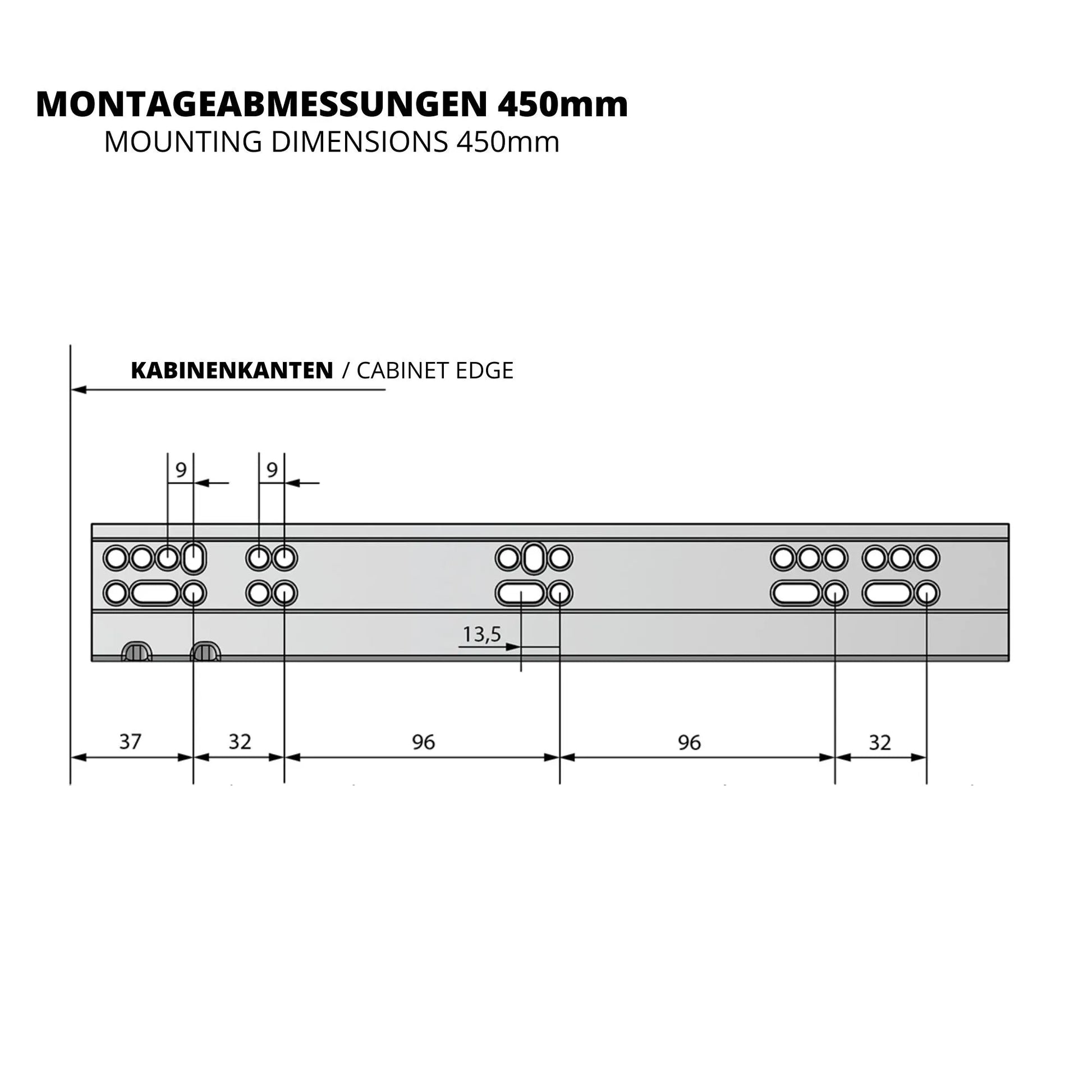 Soft-Close Unterflurführungen Schubladenschienen, Vollauszug 250mm - 600mm – Furnica