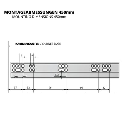 Soft-Close Unterflurführungen Schubladenschienen, Vollauszug 250mm - 600mm – Furnica