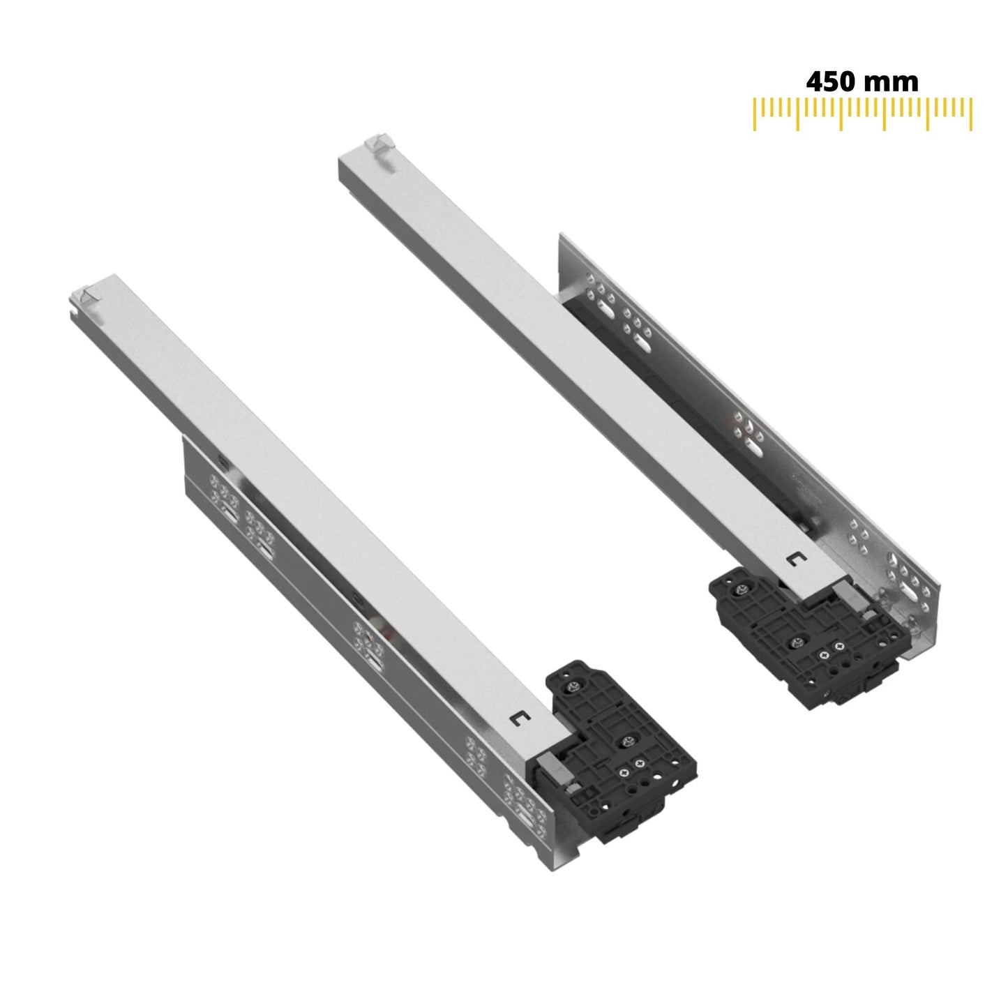 Soft-Close Unterflurführungen Schubladenschienen, Vollauszug 250mm - 600mm – Furnica