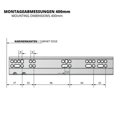 Soft-Close Unterflurführungen Schubladenschienen, Vollauszug 250mm - 600mm – Furnica