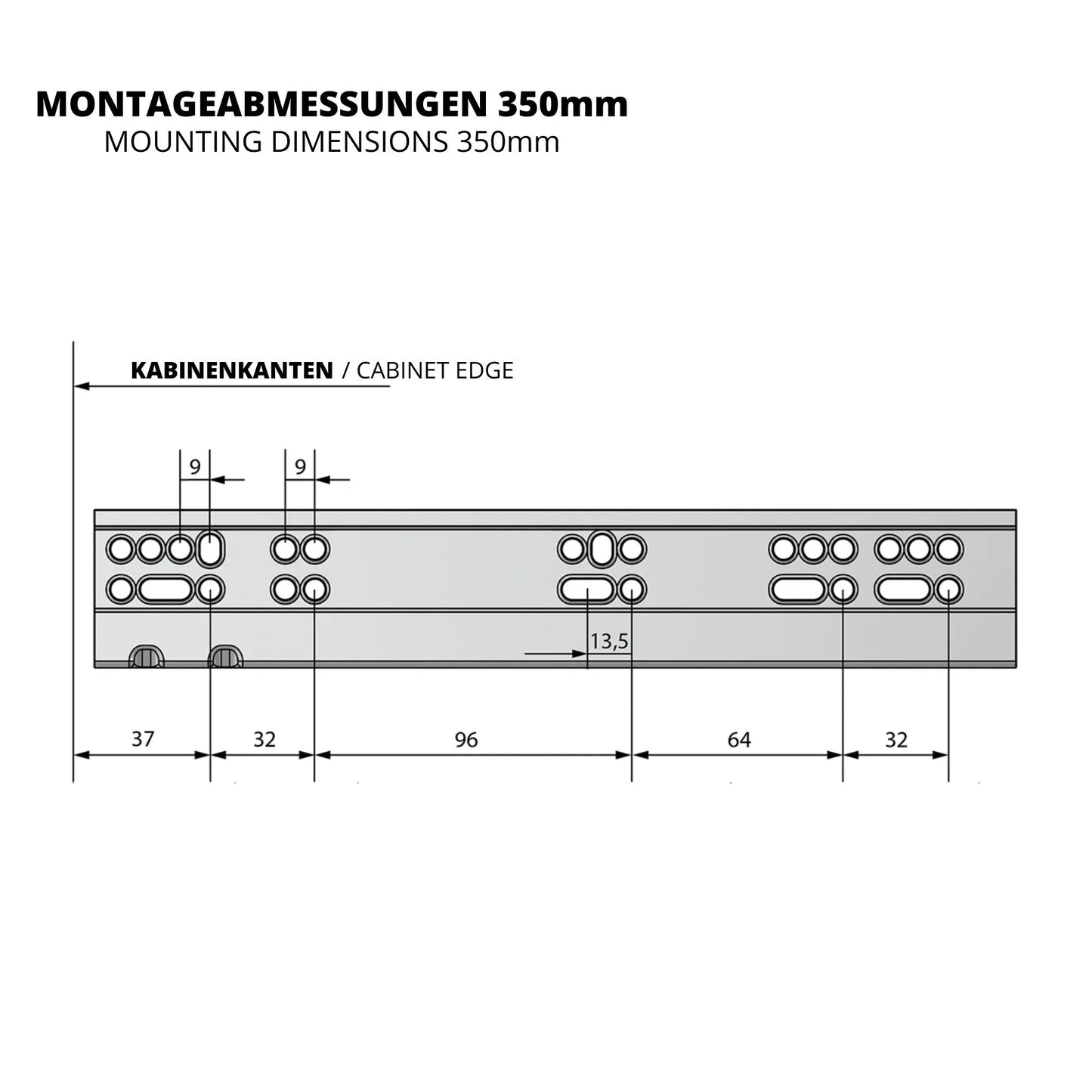 Soft-Close Unterflurführungen Schubladenschienen, Vollauszug 250mm - 600mm – Furnica